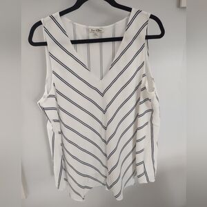 Emma & Olivia Blouse XL White with Navy Stripes